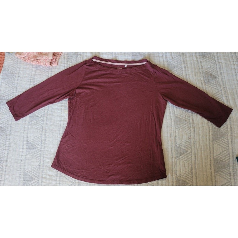 Boden Supersoft Long Sleeve Top – Burgundy Maroon, Women's Size US 12 (UK 16)